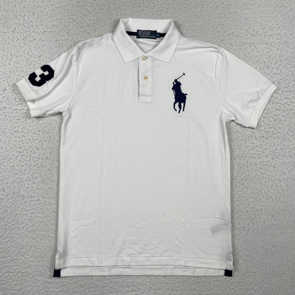 Polo Ralph Lauren Polo Shirt Mens L White Big Pony Logo Preppy Old Money